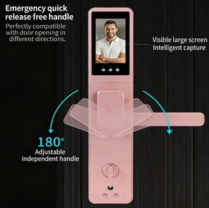 Serrure de porte intelligente avec caméra œil de chat 4,5 pouces, déverrouillage à distance via application, reconnaissance faciale/empreintes digitales, processus de gravure de précision, finition anodisée moderne, Cloud - Product Image 4
