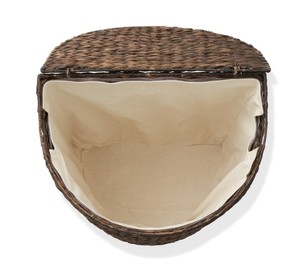 Natural Water Hyacinth Laundry Basket Corner <b>Hamper</b> with Lid Handwoven Straw Toy Clothes Storage Bin Home Organization Bulk - Product Image 4