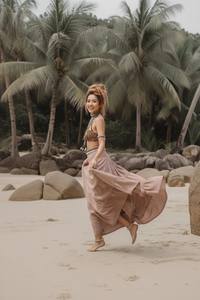 กระโปรงแม็กซี่ผ้าฝ้ายออร์แกนิคทรงปล่อยชายระบายหลายชั้นสำหรับใส่เที่ยวทะเลหรือพักผ่อน เหมาะเป็นของขวัญสำหรับเธอในราคาประหยัด - Product Image 3