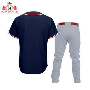 Maillot de baseball bleu pour homme avec accents rouges et blancs, en polyester respirant, taille adulte, nom d'équipe personnalisé imprimé - Product Image 6