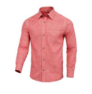 Chemise bavaroise rouge pour hommes, style Oktoberfest, en coton, manches longues, design allemand, du S au 4XL - Product Image 1