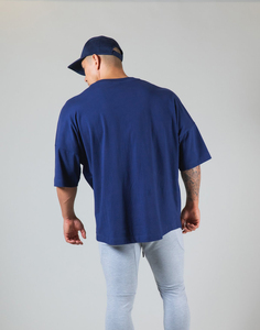 Camiseta de Manga Corta para Hombre, Talla Grande, Color Sólido, Cuello Redondo, Estilo Casual, Tejido de Poliéster/Algodón, Color Azul Marino - Product Image 6