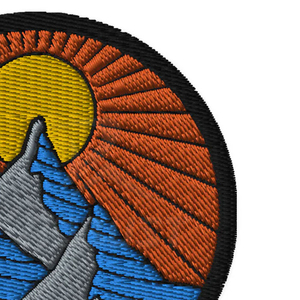 Patch brodé circulaire avec motif montagne et soleil, badge en tissu à coudre pour accessoires vestimentaires - Product Image 2