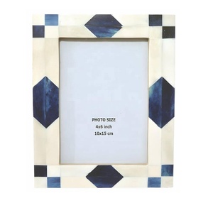 Handmade Bone Photo <b>Frame</b> Luxury White & Blue Inlay Tabletop Showcase Vintage Gifted Decorative <b>Picture</b> <b>Frame</b> for Home & Office - Product Image 1