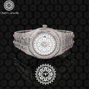 Montre de luxe Charm_Jewells en acier inoxydable 40 mm, cadran polygonal, design ajouré, mouvement mécanique analogique, date automatique, résistante à l'eau - Product Image 2