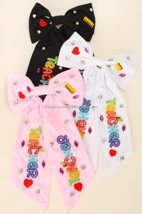 Accessoire de cheveux multicolore perlé pour filles et femmes, nœud en satin et strass, pince à cheveux pour la rentrée scolaire, cadeau de fête, taille carton - Product Image 3