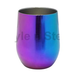 Verre à vin Double paroi couleur verre à vin acier inoxydable Double paroi acier inoxydable isolé Champagne gobelet sans tige - Product Image 1