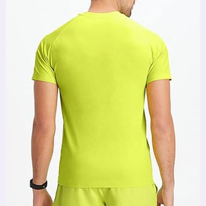 Couleur de citron respirant course entraînement couleur unie blanc chemise de course polyester broderie chemise lavée coton chemises de course - Product Image 4