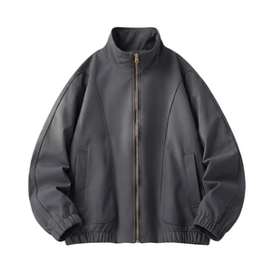 Blouson Moto Unisexe 100% Polyester Coupe-Vent Col Mandarin Fermeture Éclair Devant Coupe Ample Décontracté Printemps Automne Vente en Gros OEM - Product Image 4
