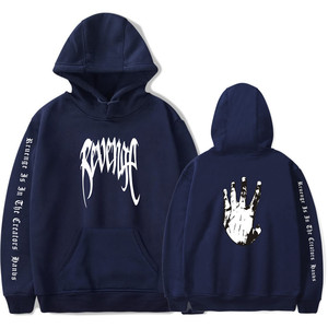 Sudadera con Capucha Rosa Unisex con Estampado de Revenge y Gráfico de Mano, Estilo Urbano, Corte Holgado, para Otoño - Product Image 4