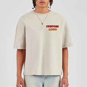 Best Quality Men's Heavyweight 180g 100% Cotton Hip Hop Style T-Shirt Boxy Fit <b>Drop</b> Shoulder Oversized Crew Neck Plus Size - Product Image 4