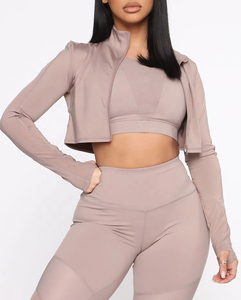 Seamless Breathable Plus Size Yoga Set Women 3 Piece High Waist Leggings <b>Crop</b> <b>Top</b> Full Length <b>Mesh</b> Panel Eco-Friendly Quick Dry - Product Image 5