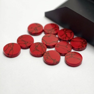 Pierre précieuse Howlite rouge taille ronde, forme pièce plate, pour la fabrication de bijoux - Product Image 4