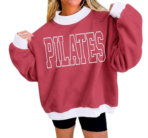 Sweat à capuche oversize décontracté pour femme, bicolore, col montant, coupe ample, en molleton avec logo frontal, Pilates, OEM ODM, Mode - Product Image 1