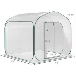 Tettoia per Serra in Legno Ecologica 7x7x6 con Porta con Cerniera in Polietilene per Piante e Fiori da Interno Invernali, Bianca - Product Image 4