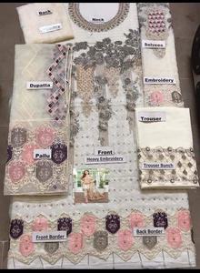 Robe traditionnelle indienne pakistanaise en soie et mousseline de soie 2021, dernière collection, entièrement brodée à la main, costume Salwar pour adultes, vente chaude 'Fancy' - Product Image 5