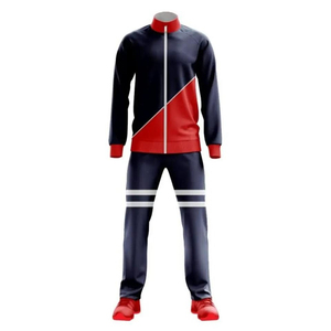 Conjunto Deportivo Unisex Rojo y Negro con Bloques de Color, Pantalones Deportivos con Cordón y Capucha, Transpirables, de Secado Rápido, Ligeros, de Cuero - Product Image 2