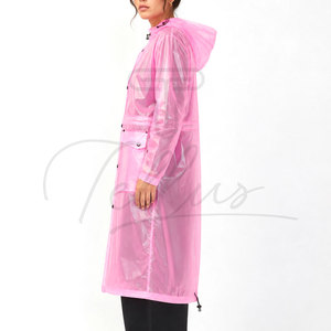 เสื้อกันฝนพลาสติกใสสำหรับผู้ใหญ่ ขายส่ง แฟชั่นเสื้อกันฝนยาวแบบใสสำหรับผู้หญิง มีฮู้ด - Product Image 6