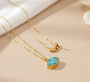 Collier pendentif tendance en forme d'œil avec pierre précieuse Druzy pour femme, fournisseur de bijoux personnalisés en gros - Product Image 1