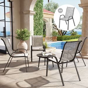 Set of 4 <b>Stackable</b> Patio <b>Chairs</b> <b>Outdoor</b> Dining with High Breathable Mesh Seat Mixed Gray for Garden Lawn and Gym Application - Product Image 2
