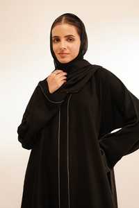 Abaya Maxi Modeste pour Femme, Modèle OEM Personnalisé, Violet Poussiéreux, avec Broderie Florale sur le Panneau Avant, Col Rond et Manches Longues - Product Image 3