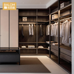 BALOM Dressing Moderne de Luxe Personnalisé avec Îlot et Éclairage LED, Armoire de Chambre Minimaliste Haut de Gamme <span class=keywords><strong>en</strong></span> <span class=keywords><strong>Bois</strong></span> Massif - Product Image 3