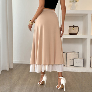 Women's High-Waist Summer Satin <b>Skirt</b> Cross-Border Casual Style Yarn Dyed Wholesale <b>Skirt</b> - Product Image 6