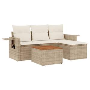 Conjunto de Sofá de Jardín de Ratán Beige de 3 Plazas, Muebles de Exterior Resistentes a la Intemperie, Diseño Contemporáneo - Product Image 4