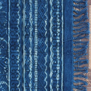 Alfombra moderna de algodón índigo Dabu para sala de estar, tejida a mano y con estampado de bloques, alfombra tradicional de estilo liso, alfombrillas lavables para puerta - Product Image 3