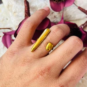 Geometric Bullet <b>ring</b> 18k Gold plated Brass <b>ring</b> Spike <b>Open</b> Modern <b>ring</b> for women - Product Image 2