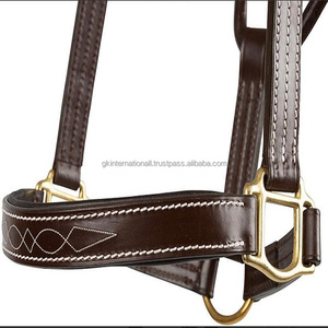 Équitation-dos nu en cuir rembourré, de qualité supérieure, brun, avec couture de contrastée, quincaillerie en laiton rose en or - Product Image 6