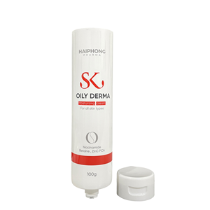 Tubo de plástico PE D50 avanzado con tapa abatible blanca brillante e impresión offset roja y negra con estampado en caliente para envasado de cosméticos - Product Image 4