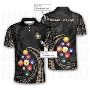Maillot de billard personnalisé de haute qualité pour homme, manches courtes, polyester, sublimation numérique, motif Grim Reaper Skull, pour billard 9 boules - Product Image 6