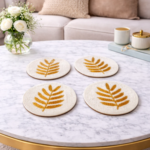 Trendy Seed Beaded <b>Coasters</b> Handmade Embroidered Artisan Heart Shape <b>Table</b> Beverage Mat Promotional Event Dining <b>Table</b> Accessory - Product Image 4