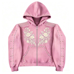 SHH INDUSTRIES Custom Premium Quality Embroidered Zip Hoodie Sweatshirt Full Zip Casual Streetwear Soft Fleece Hoodie For Unisex - Product Image 4