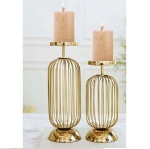 Support de bougie en métal doré gravé à la main pour décoration de mariage et de maison - Product Image 6