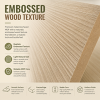 Panneau MDF E1 mélaminé à grain de bois gaufré en chêne clair moderne pour armoire et panneau mural intérieur
