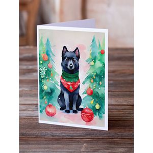Schipperke Whimsical A7 Cartes de vœux de Noël Lot de 8 cartes vierges avec enveloppes Taille 5x7 - Product Image 2