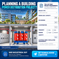 Transformateur de distribution triphasé de type sec avec une puissance nominale de 200 kVA 10/10,5/11 kV vers 400 V 50/60 Hz ANAF Cuivre/Aluminium Personnalisable