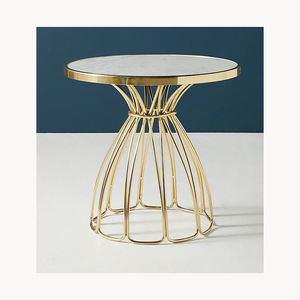 Elegante Mesa Auxiliar de Café de Diseño Nuevo, Mesa Lateral Personalizada con Tapa de Mármol y Estructura Metálica, Muebles de Hierro de Nueva Llegada - Product Image 4