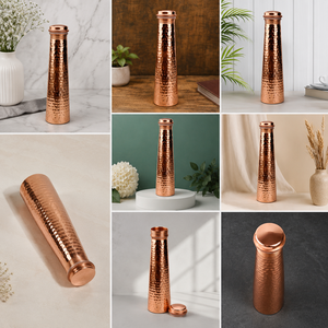 <b>Copper</b> Water Bottle Hammered Finish <b>Screw</b>-On Lid Reusable Metal Travel Bottle Vintage Style for Adults Hiking Camping - Product Image 6