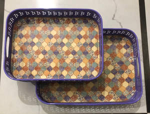 Plateau à dessert imprimé émaillé autocollant Plateau de service en métal Plateau de service personnalisé Plateau de service pour fête de mariage Plateau de service pour aliments délicieux FWE - Product Image 6