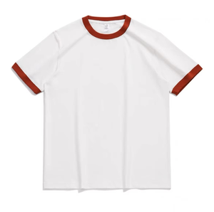 T-shirts unisexes en pur coton OEM ODM, tissu uni, manches courtes, anti-boulochage, coupe ample pour homme, à bas prix - Product Image 3