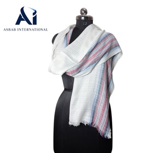 Écharpes longues pour hommes, best-seller, rayées pastel, mélange viscose/coton, luxe, tissées à la main, multicolores, style châle linéaire, automne lumineux - Product Image 2