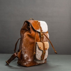 New Genuine Cow Hide <b>Leather</b> <b>Backpack</b> Insulated Bohemian Rock Style Fur Shoulder Laptop Bag Women Autumn Portable Water - Product Image 5