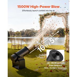 Machine à confettis électrique portable 1500W, canon à confettis puissant avec télécommande manuelle DMX512 pour les fêtes - Product Image 2
