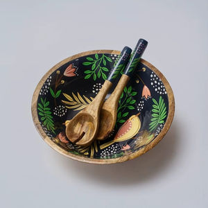 Best Selling Traditional Hand Painted Wooden <b>Bowl</b> With <b>Enamel</b> Work For Classic Indian Dining And Decorative Use - Product Image 1