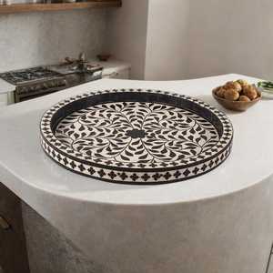 Bone Inlay Serving Tray Decorative Coffee Table Organizer - Product Image 1
