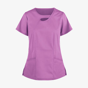 Nouveau design – Blouse d'infirmière à manches courtes en jersey, personnalisable, pour l'été – 72 % polyester/21 % rayonne/7 % élasthanne – Vente en gros pour femmes - Product Image 1