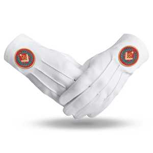 Gants blancs 100 % coton à emblème maçonnique, imprimés par transfert thermique, style uni, compatibles écran tactile, détection par aiguille, toutes saisons - Product Image 1